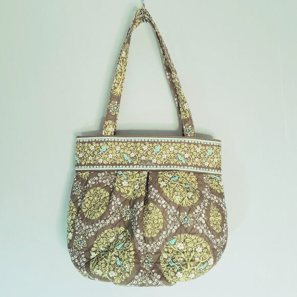 Vera Bradley Sittin In A Tree Bluebird Morgan Purse Olive Green Print - Picture 1 of 11
